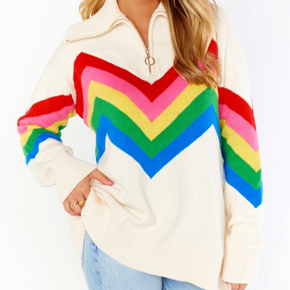 NWT Show Me Your Mum Weston Half Zip Rainbow Pullover